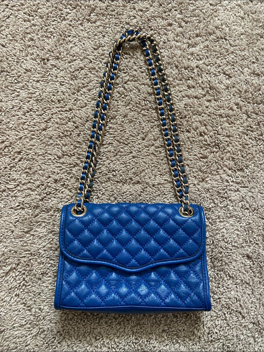NWOT Rebecca Minkoff Electric Blue Mini Affair Quilted Chain Shoulder Purse